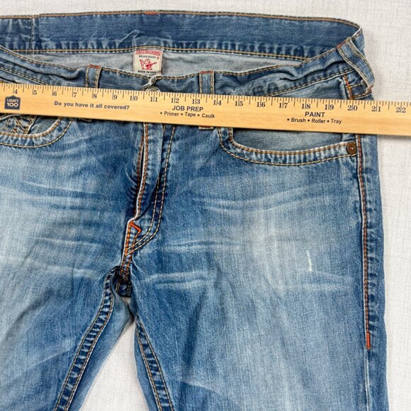 Y2K True Religion Jeans Distressed Bootcut Light Wash 100% Cotton Size 40 - Picture 5 of 7